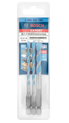 Bosch Expert HEX-9 MultiConstruction Borebits&aelig;t Roterende st&oslash;dbor Roterende bor St&oslash;dskruetr&aelig;kker Skruetr&aelig;kker