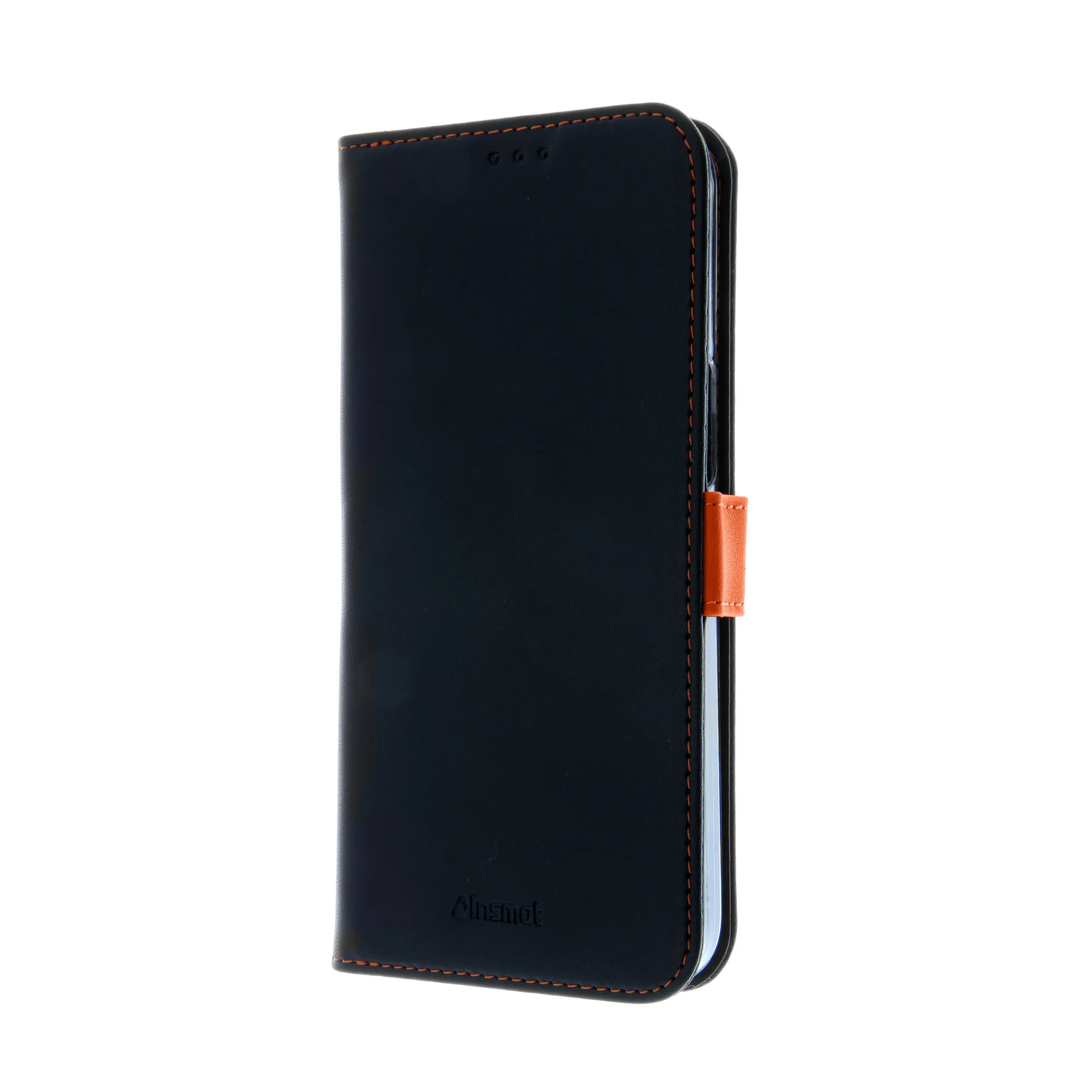 Insmat Flip Case, iPhone 15 Pro Max - Wallet Case, Black/Orange