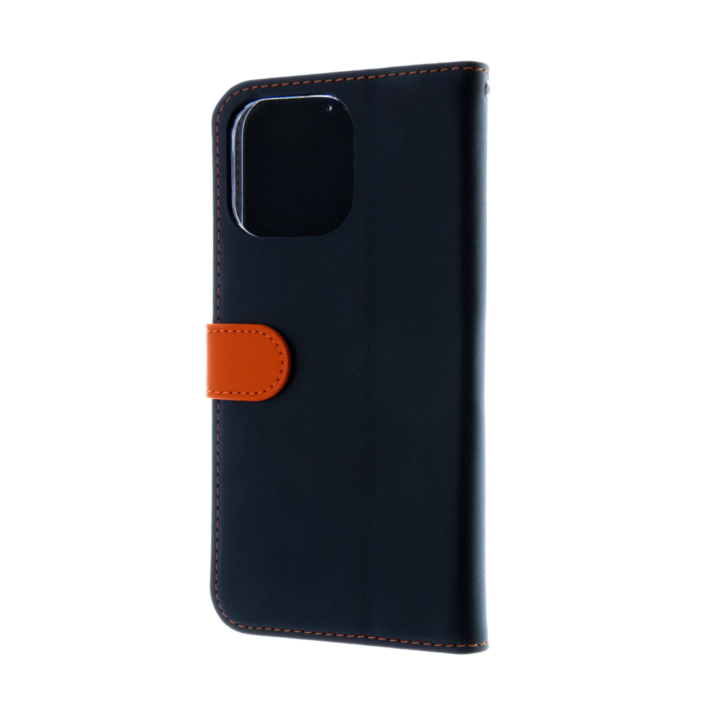 Insmat Flip Case, iPhone 15 Pro Max - Wallet Case, Black/Orange