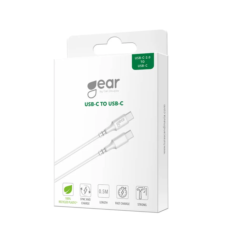 GEAR USB-C 2.0 kabel, 60 W, 0,5 m, vit