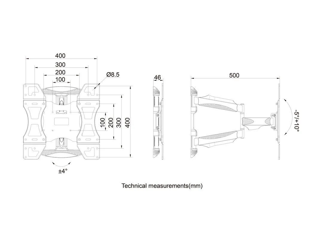 Multibrackets M Wall Adapter Single - Wall mount tuotteelle LCD nestekiden&auml;ytt&ouml; / plasma TV - musta -n&auml;yt&ouml;n koko: 32"-50"