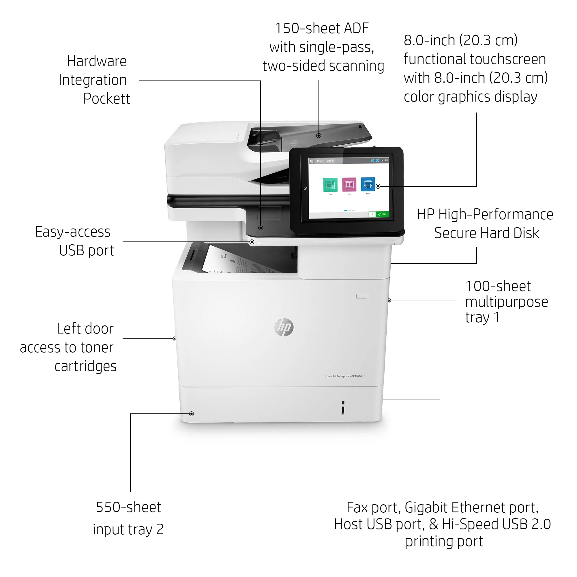 HP LaserJet Enterprise MFP M636fh Mono A4 71 ppm (ML)