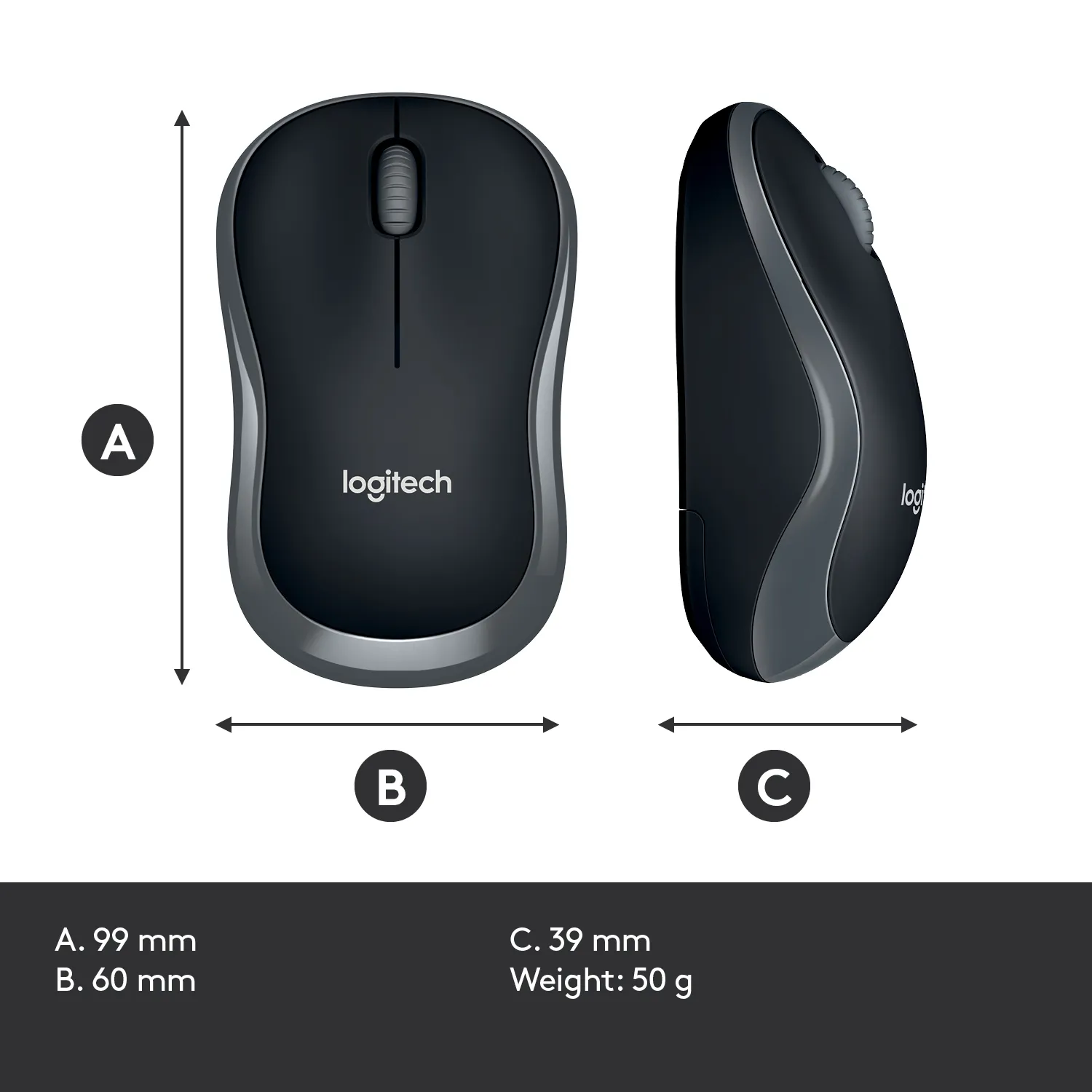 Logitech M185 -langaton hiiri, Harmaa