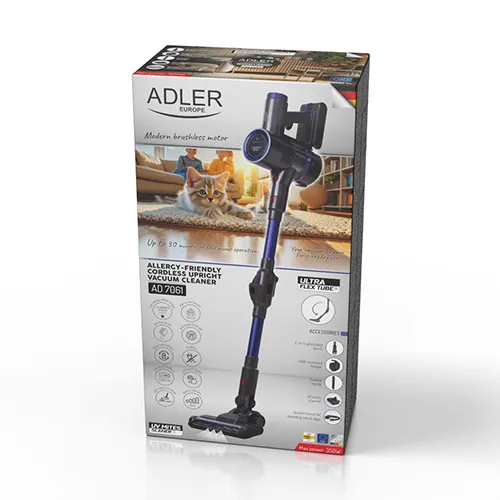 Adler AD 7061 0.8 L 200 W 2.2 Ah HEPA 13 - skaftdammsugare, svart, bl&aring;