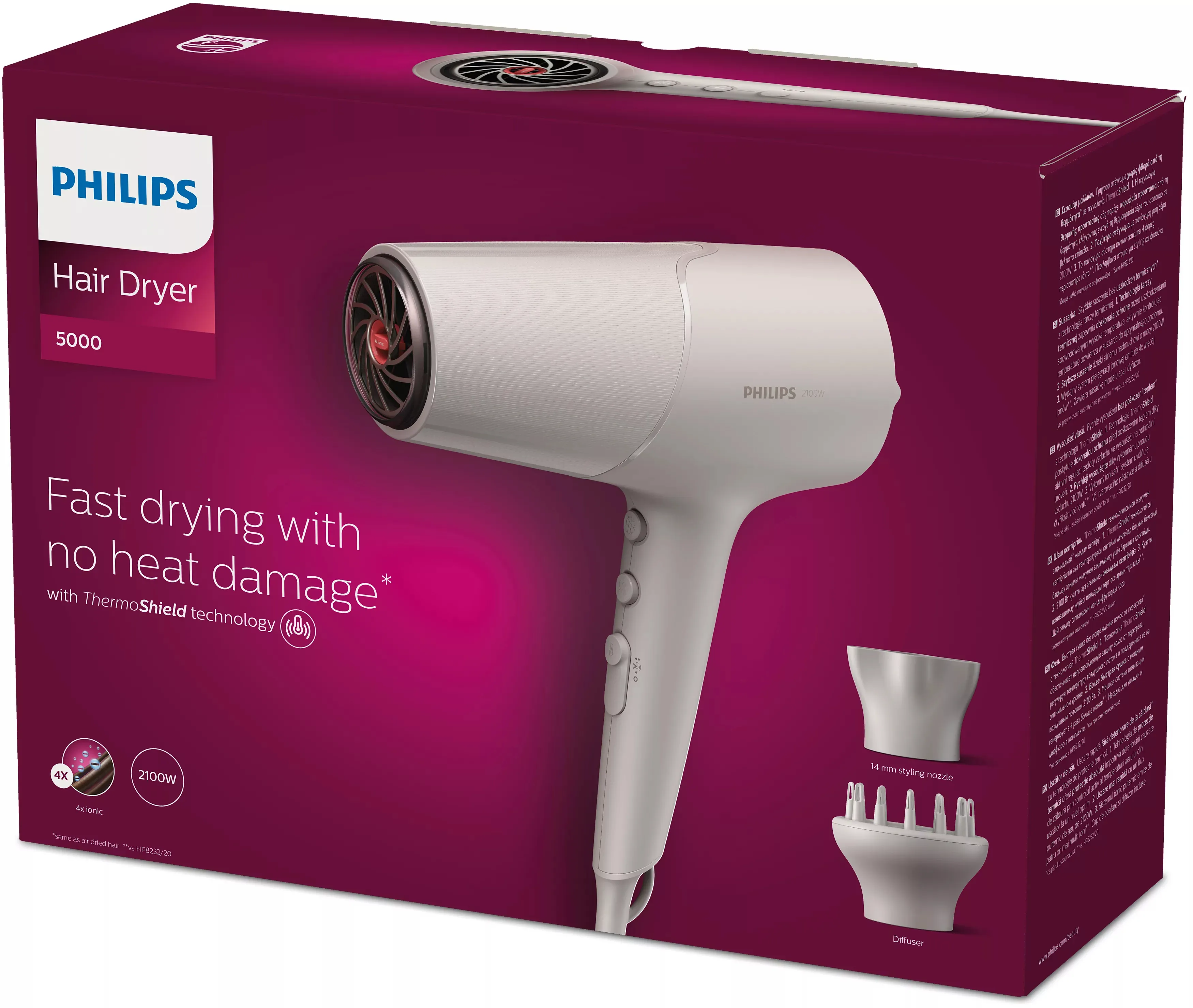 Philips 5000 Series BHD501/20 2100W Hair Dryer, White