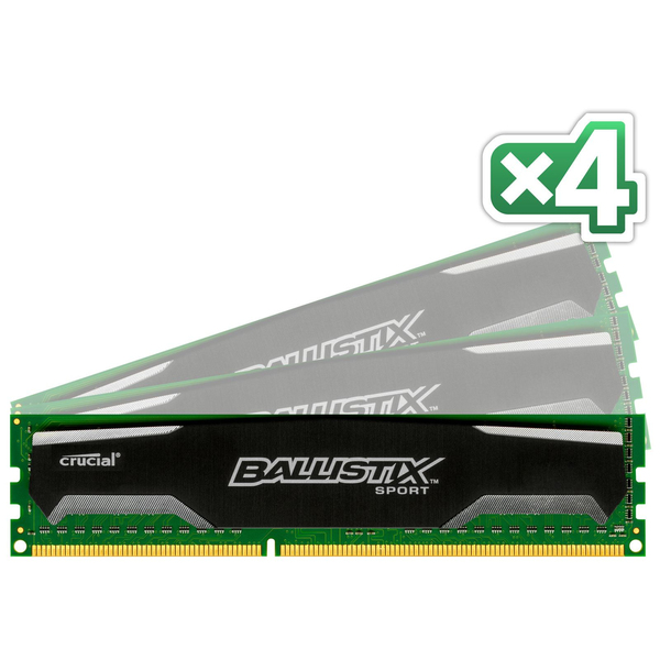 Crucial 32GB (4x8GB) Ballistix Sport XT, DDR3 1600MHz - Black