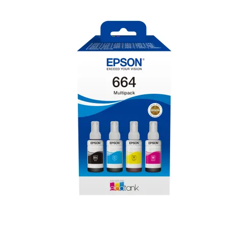 EPSON 664 EcoTank kit med bl&auml;ckflaskor, 70 ml, flerf&auml;rgad, 4 st