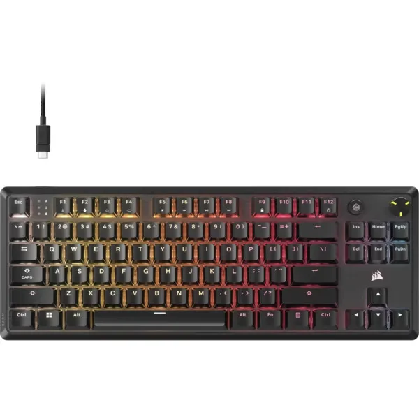 CORSAIR K70 CORE TKL Tenkeyless Mechanical Gaming Keyboard Backlit RGB LED CORSAIR MLX RED Black Black ABS Keycaps