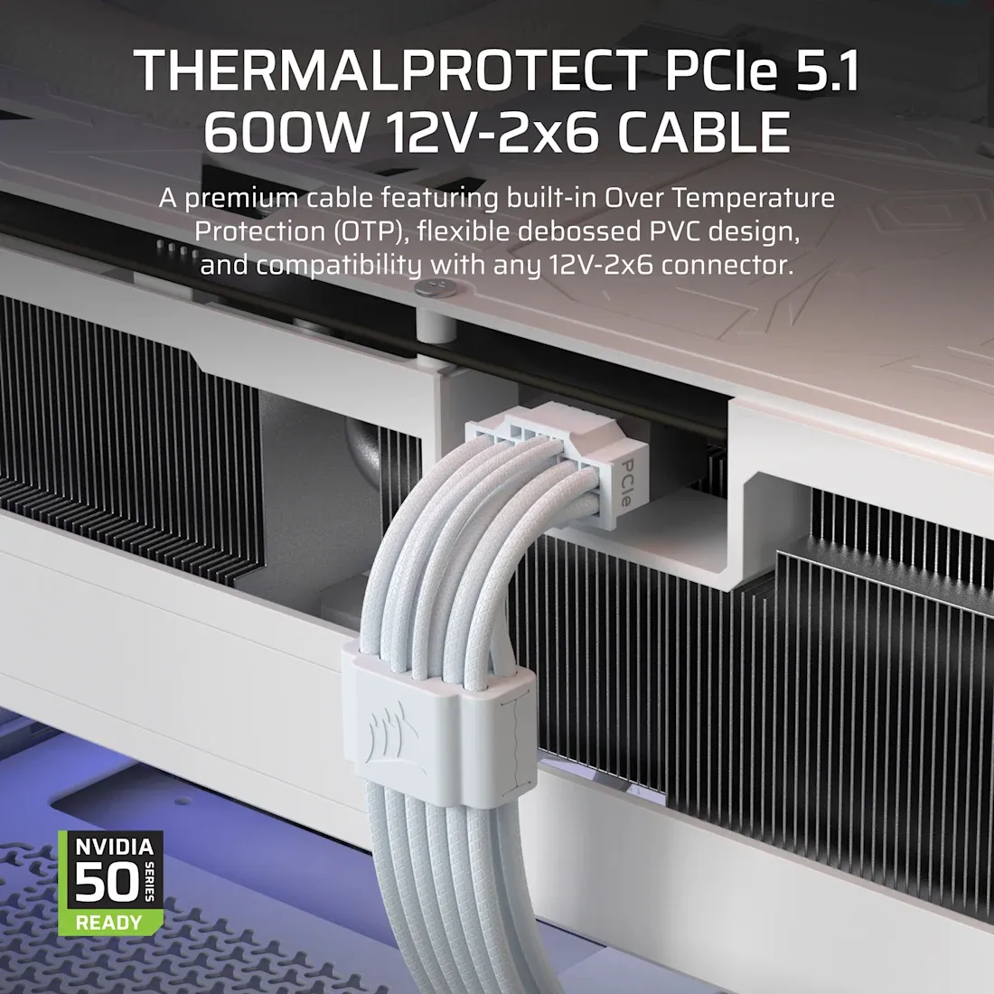 CORSAIR ThermalProtect, 12V-2x6 Adapter Cable, White