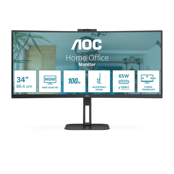 AOC CU34V5C/BK/23 34&quot; UWQHD, USB-C, VA - curved monitor