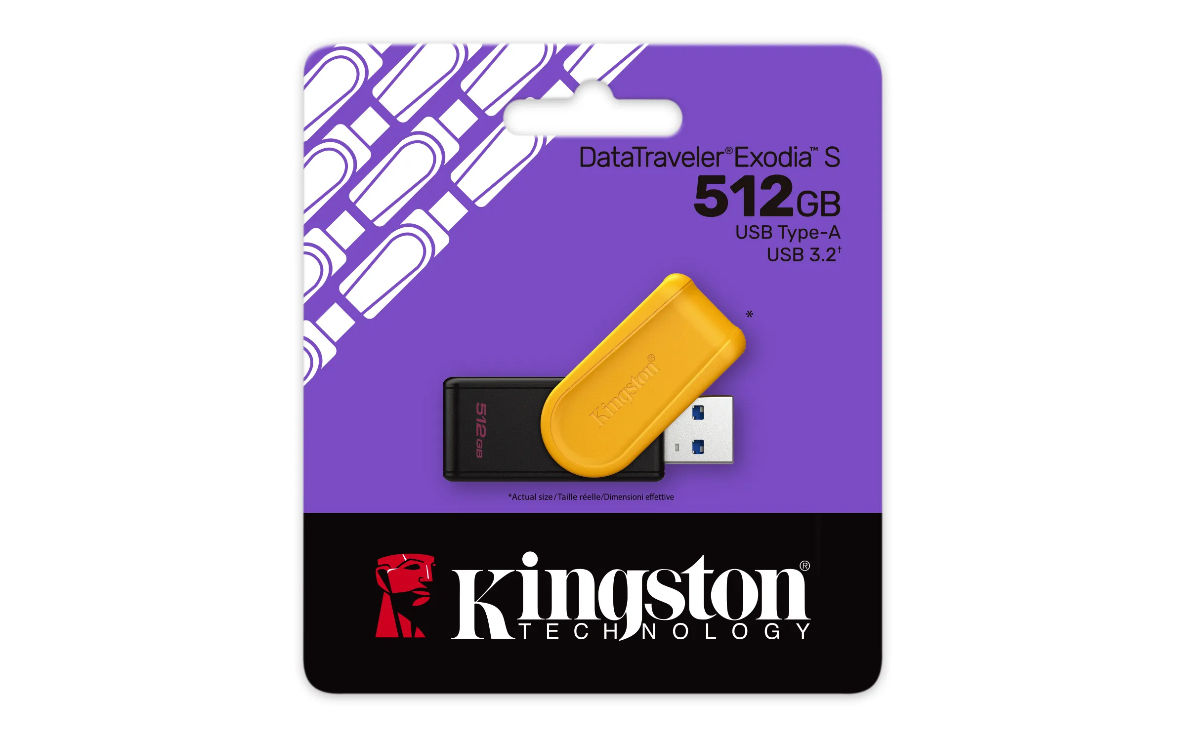 Kingston DataTraveler Exodia S USB 3.2 Gen 1 512 Gt -muistitikku, musta/keltainen