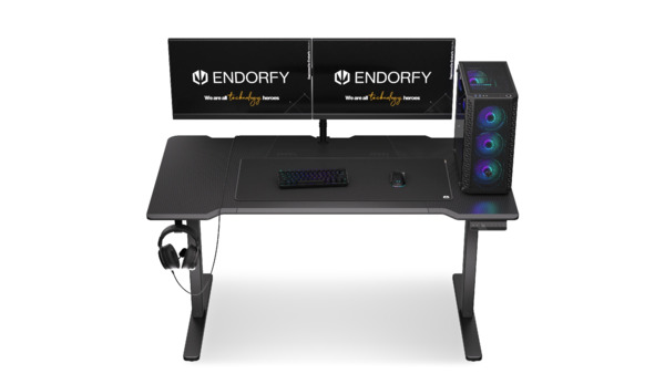 Endorfy Sit-Stand-Desk Atlas L Electric -s&auml;hk&ouml;pelip&ouml;yt&auml;, Musta, 150x78cm