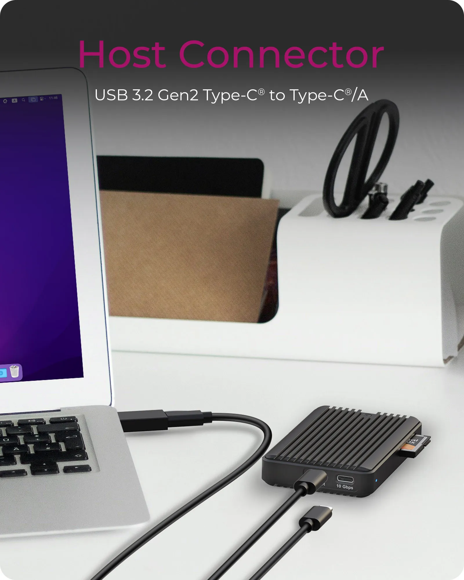 ICY BOX IB-CR601M-C31 M.2 NVMe/SATA SSD-kapsling, 1-facks, USB 3.2 Gen 2, CFexpress Type-B-kortl&auml;sare, svart