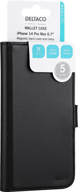 Deltaco Wallet 2-in-1, iPhone 14 Plus - Wallet Case, Black
