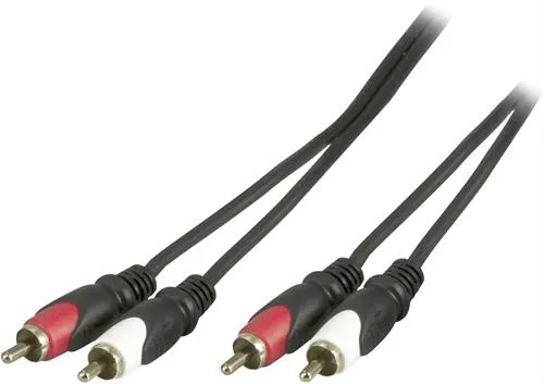 DELTACO Äänikaapeli, 2xRCA uros - 2xRCA uros, kullatut lii., 2m, mus