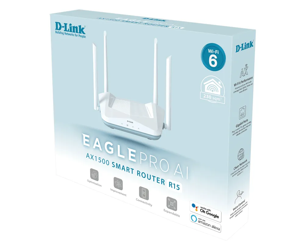 D-Link R15 EAGLE PRO AI AX1500 Smart Router, Wi-Fi 6 -reititin