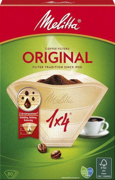 Melitta Original 1x4 -kahvisuodatin, valkaisematon, 18 x 80 kpl (1440 suodatinta)