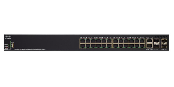 Cisco Small Business SG350X-24P - Kytkin - L3 - Hallinnoitu - 24 x 10/100/1000 (PoE+) + 2 x 10 Gigabit SFP+ yhdistelm&auml; + 2 x SFP+ - r&auml;kkiin asennettava - PoE+ (