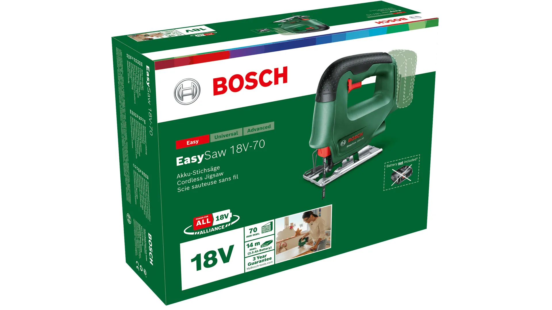 Bosch Cordless jigsaw EasySaw 18V-70 (green/black, without battery and charger)