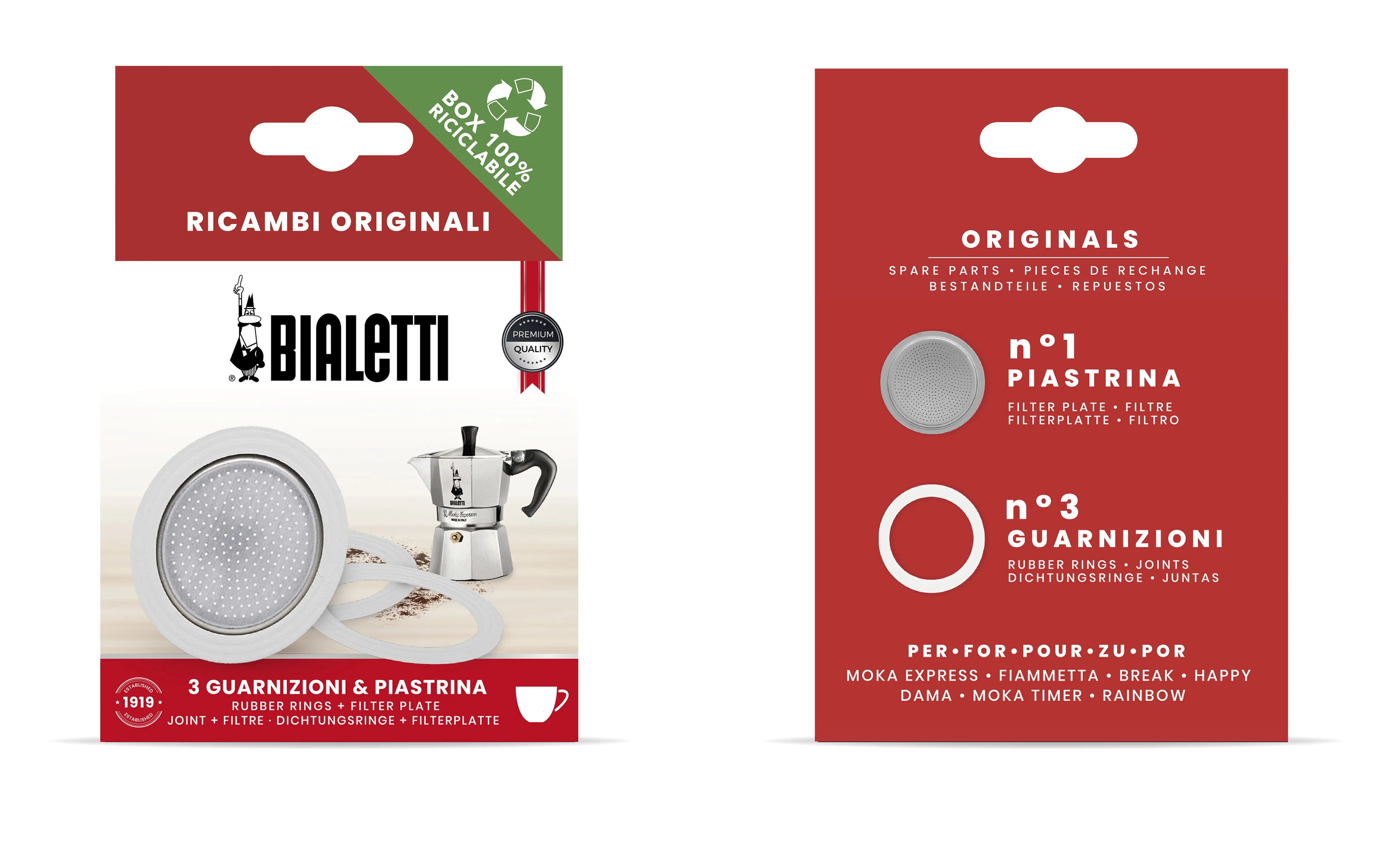 Bialetti tiiviste- ja suodatinsarja 3&ndash;4 kupin mutteripannuille, 4 osaa
