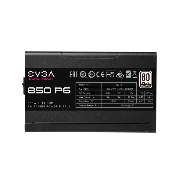 EVGA Supernova 850 P6 850W -virtal&auml;hde, 80 Plus Platinum