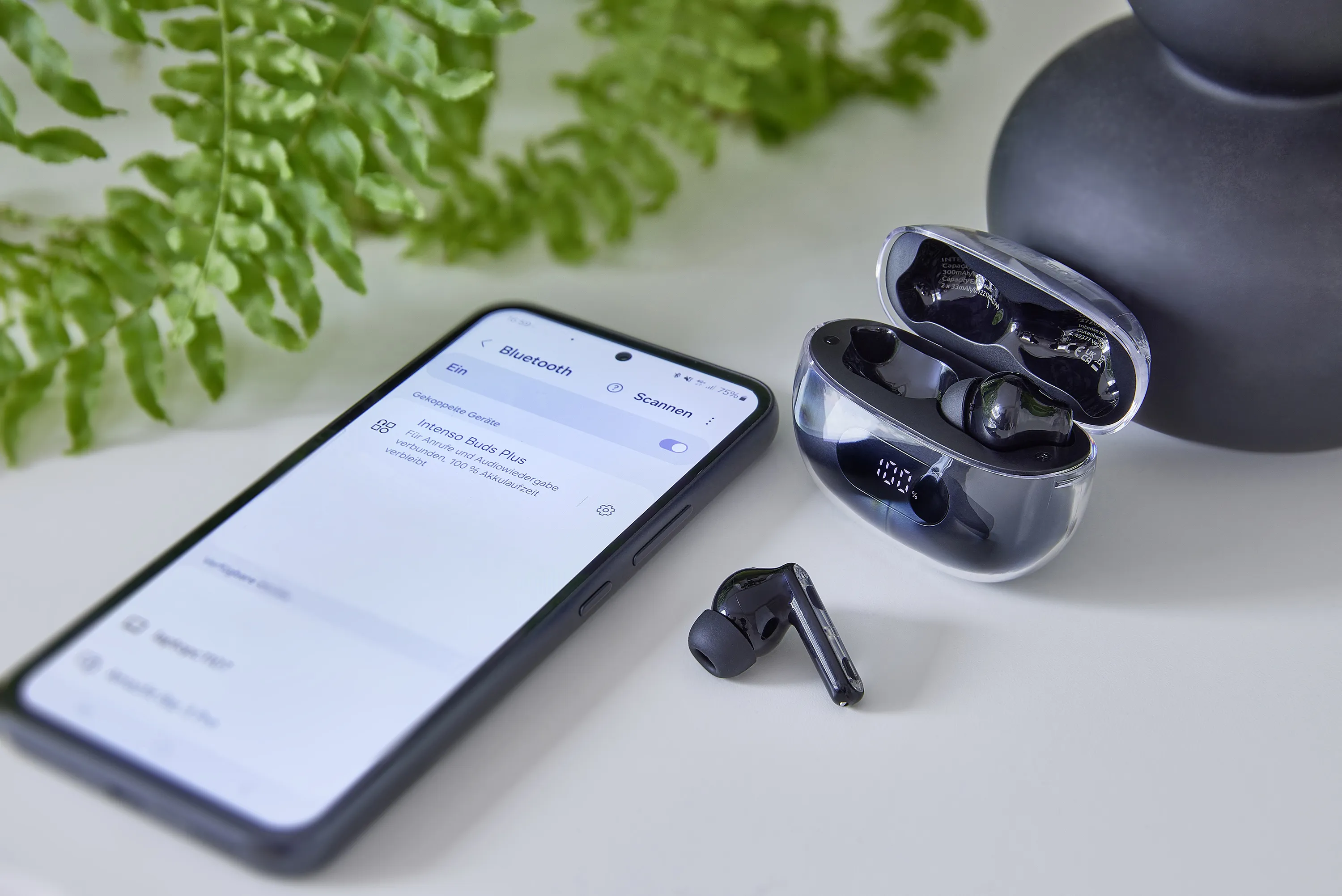 Intenso Buds Plus T310AE - tr&aring;dl&ouml;sa &ouml;ronsn&auml;ckor