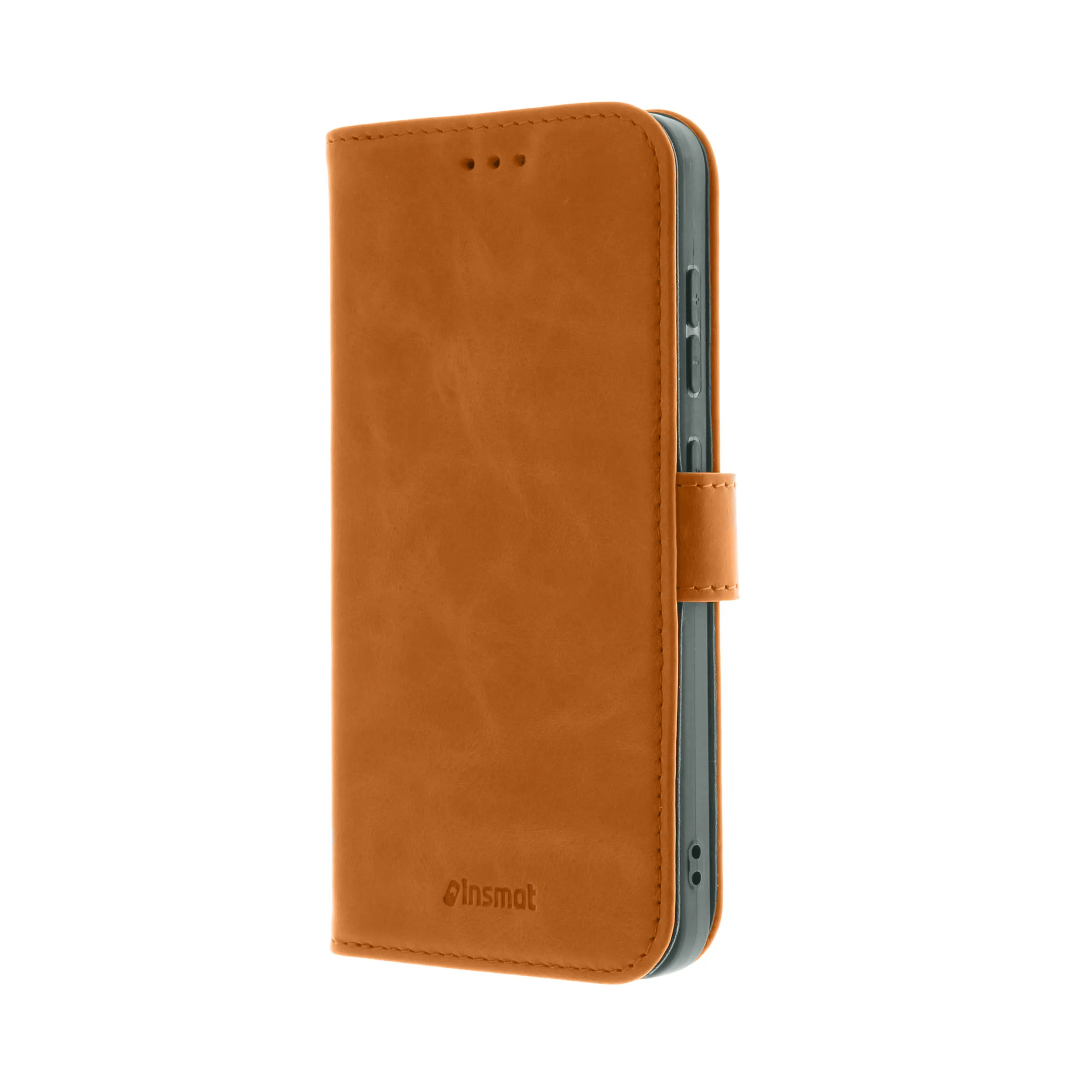 Insmat Premium Flip Case, Galaxy S24 - pl&aring;nboksfodral, Brun