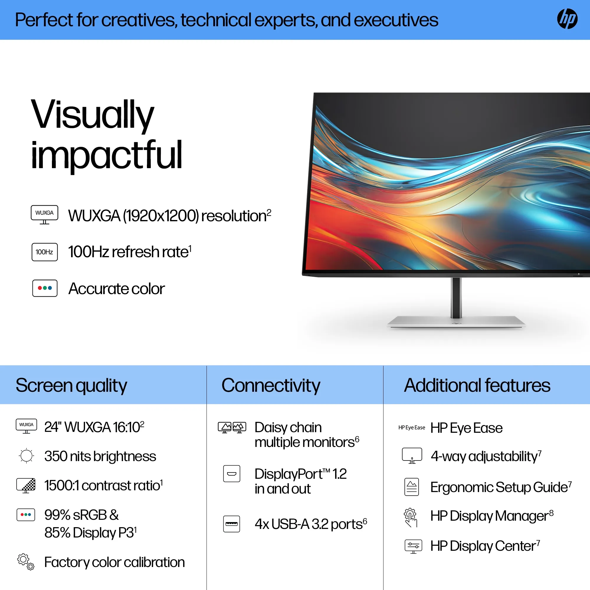 HP Series 7 Pro 724pn 24" WUXGA, IPS -n&auml;ytt&ouml;, USB hub