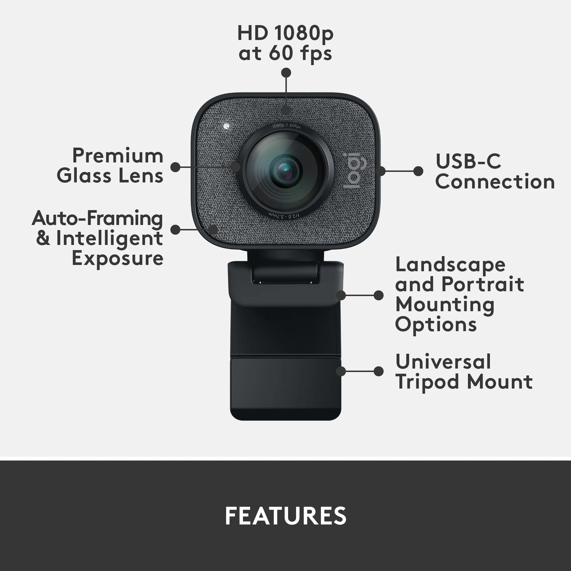 Logitech Streamcam Full HD - webbkamera,graphite