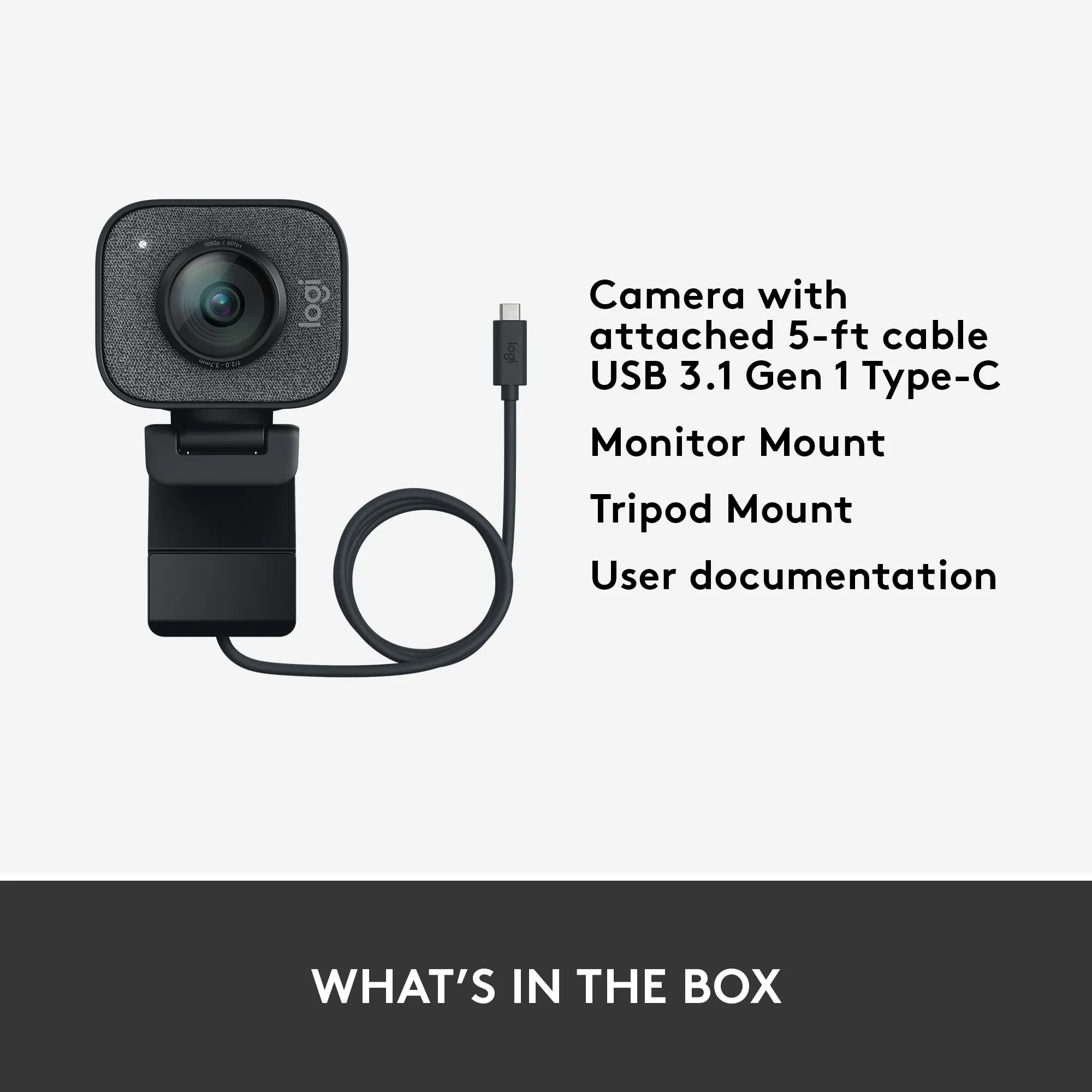 Logitech StreamCam Full HD 1080p, 60fps Webcam, Graphite