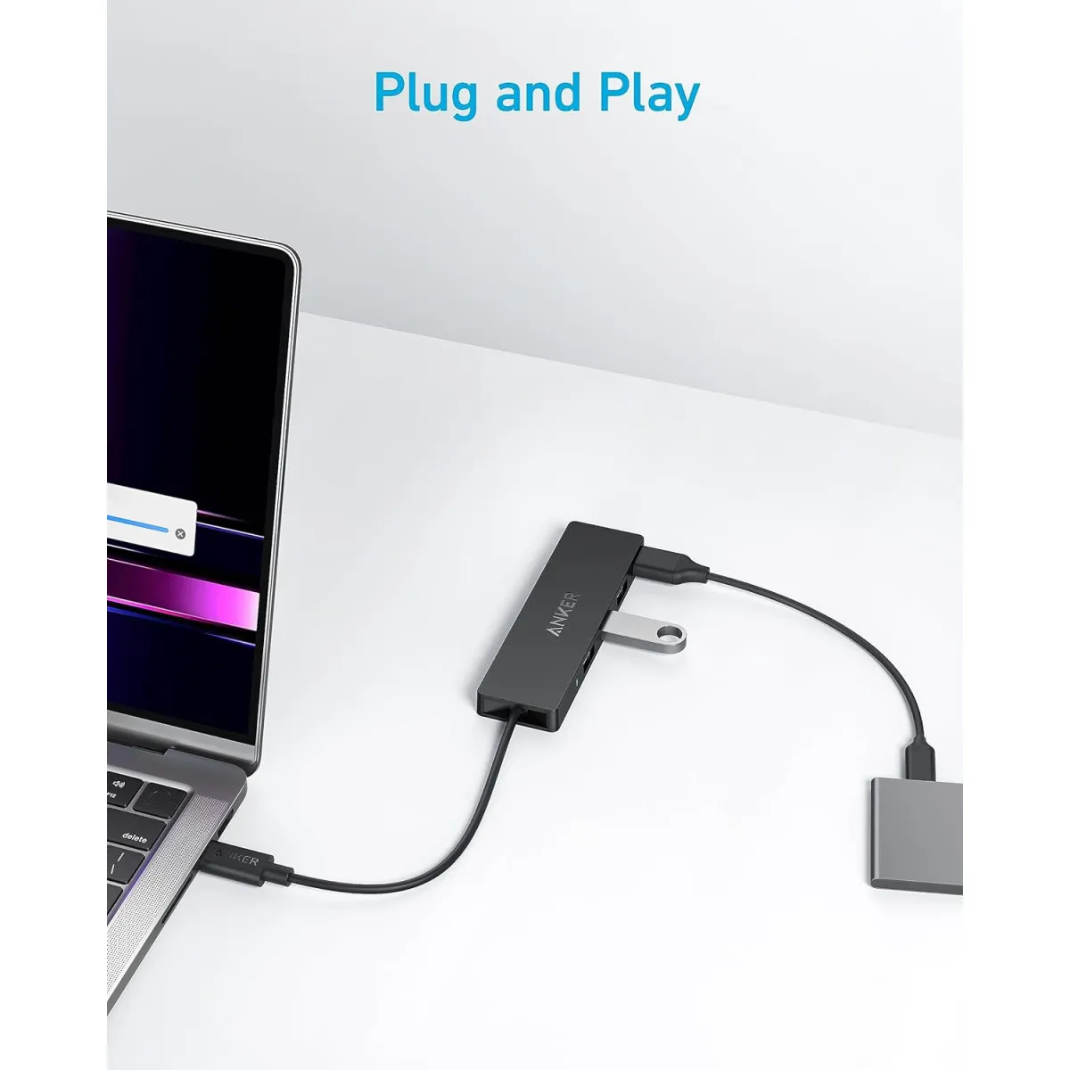Anker Anker USB-C Data Hub 4-in-1, 5Gbps, Musta