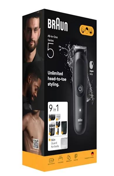Braun All-in-One Kit Series 5 AIO5540 v&aring;t- och torrakning parranajosetti, svart