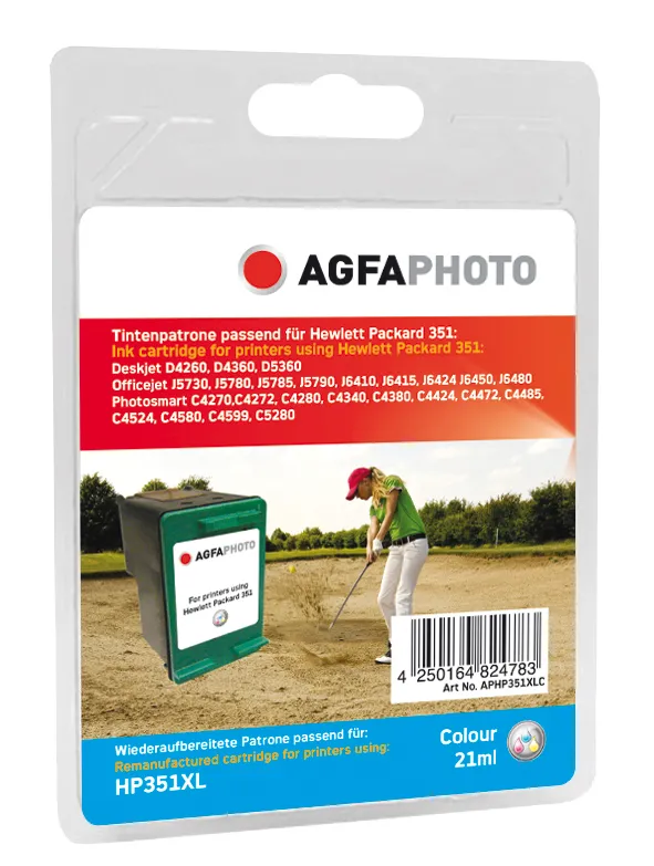 AGFAPHOTO HP No. 351 (APHP351XLC) -mustekasettipakkaus, syaani/magenta/keltainen, 3 kpl