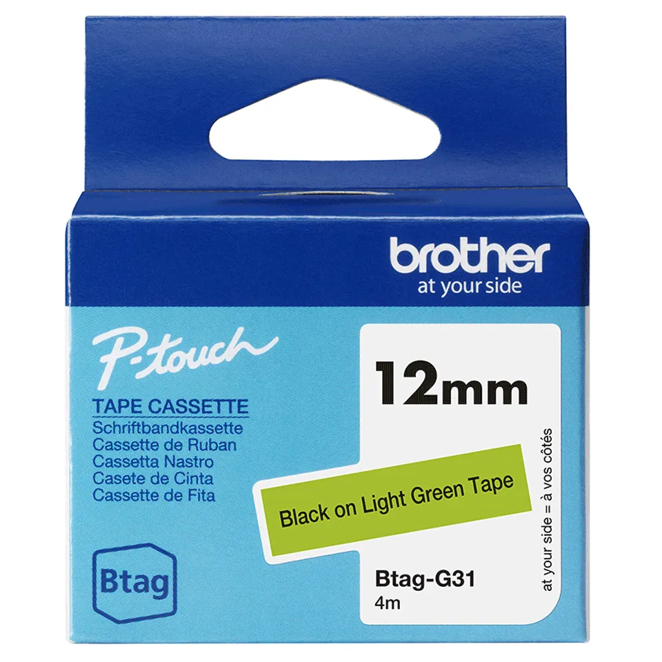 BTAG-G31 12mm Black on light green tape