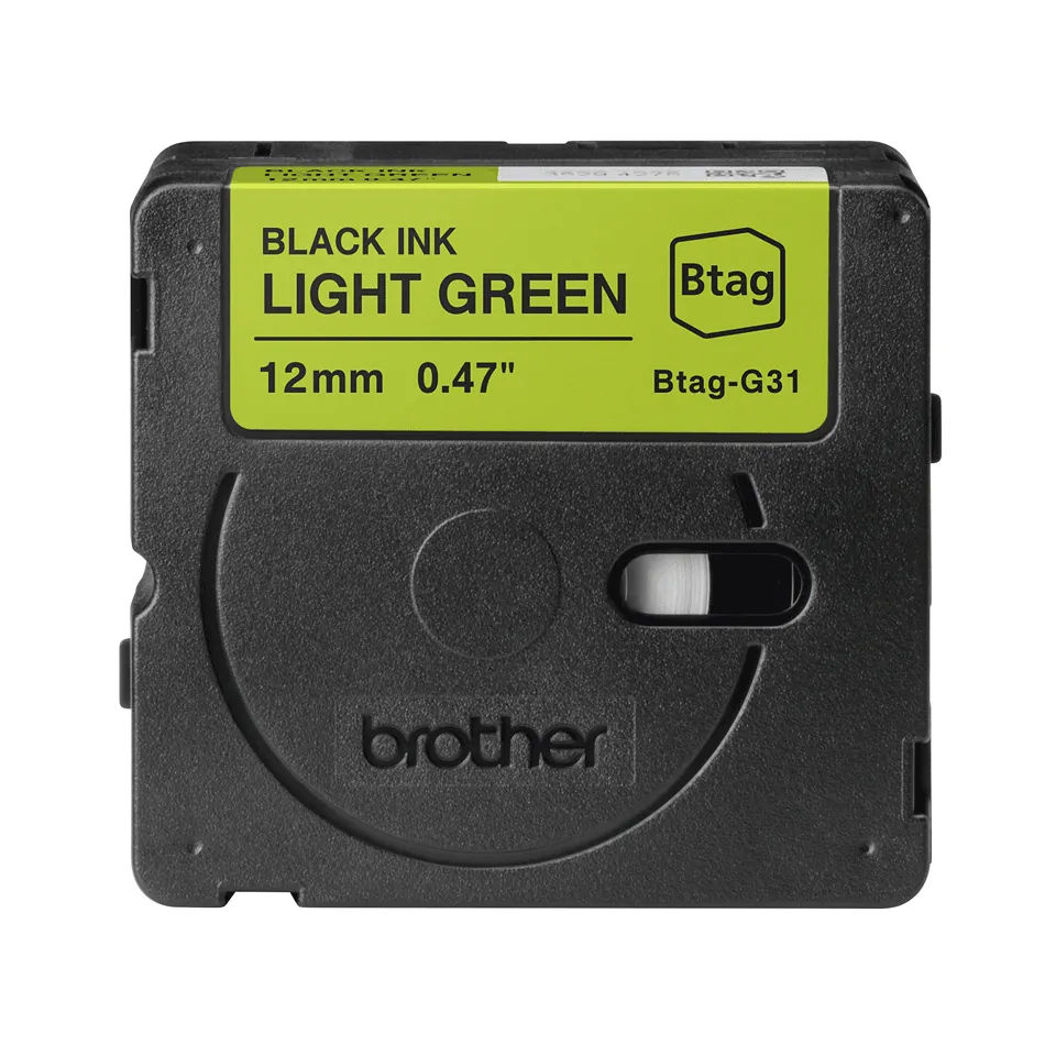 BTAG-G31 12mm Black on light green tape