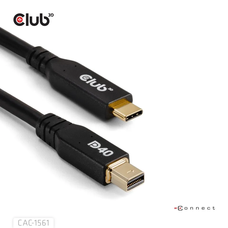 Club 3D USB-C - Mini DisplayPort 2.1 -kaapeli, Musta, 2m