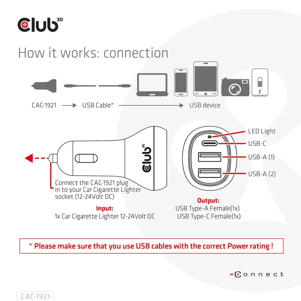 Club 3D 36W 2xUSB-A, 1xUSB-C -autolaturi, Musta