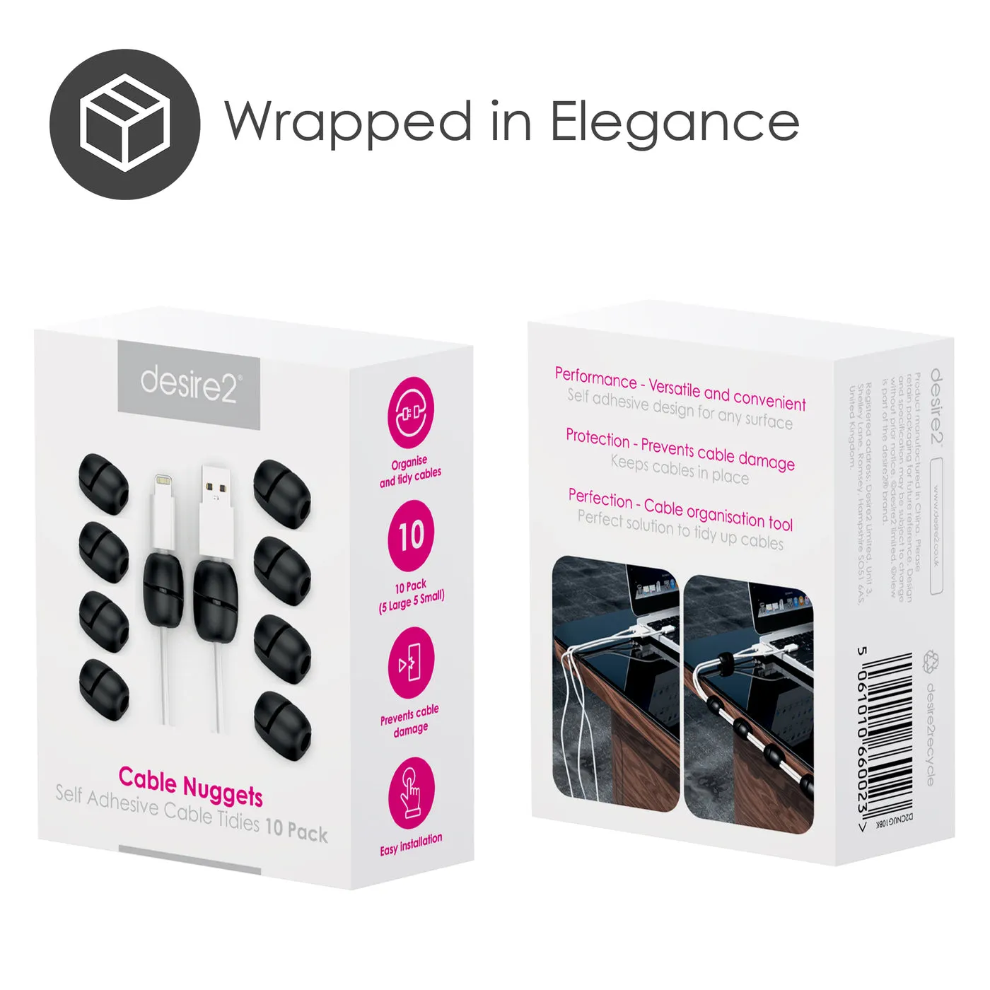 DESIRE2 Cable Nuggets Tidy x10 Black