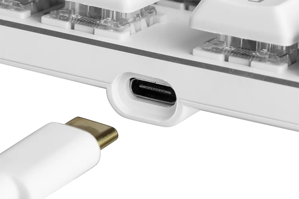 Deltaco Gaming White Line WK90B TKL RGB -pelin&auml;pp&auml;imist&ouml;, Content Brown, valkoinen