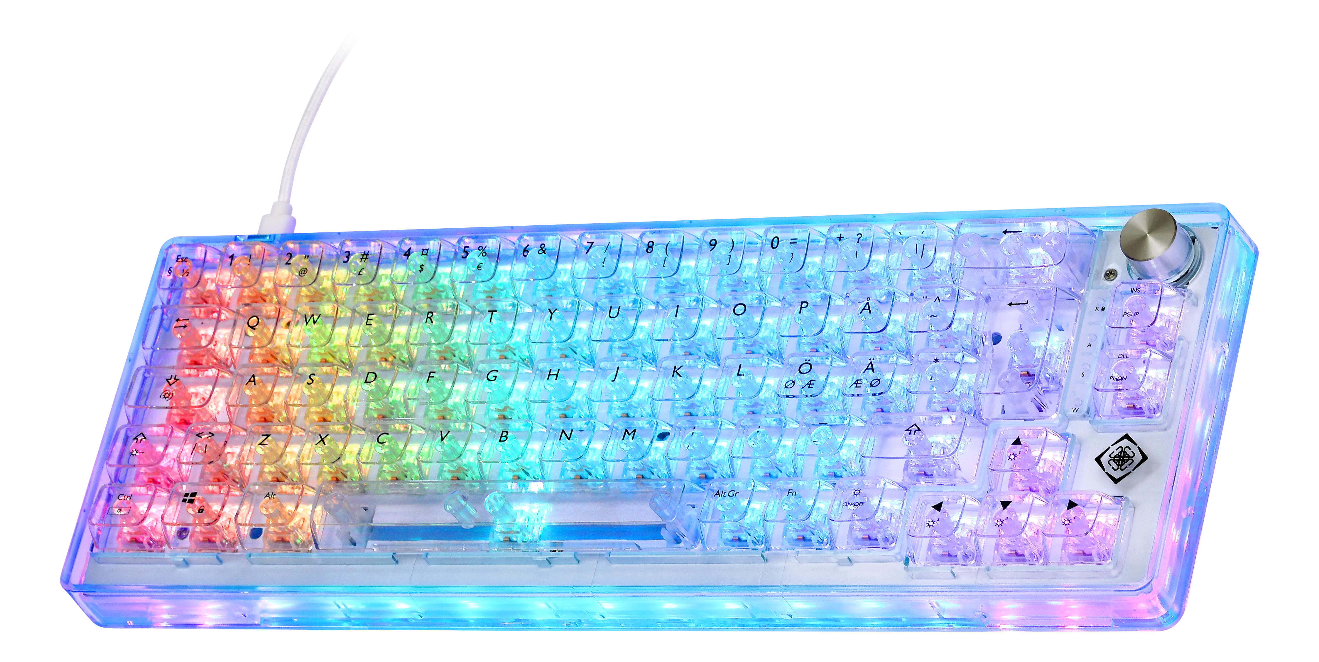 Deltaco Gaming DK460, 65%, Content KTT Switches, Hot swappable, RGB - gaming keyboard, transparent
