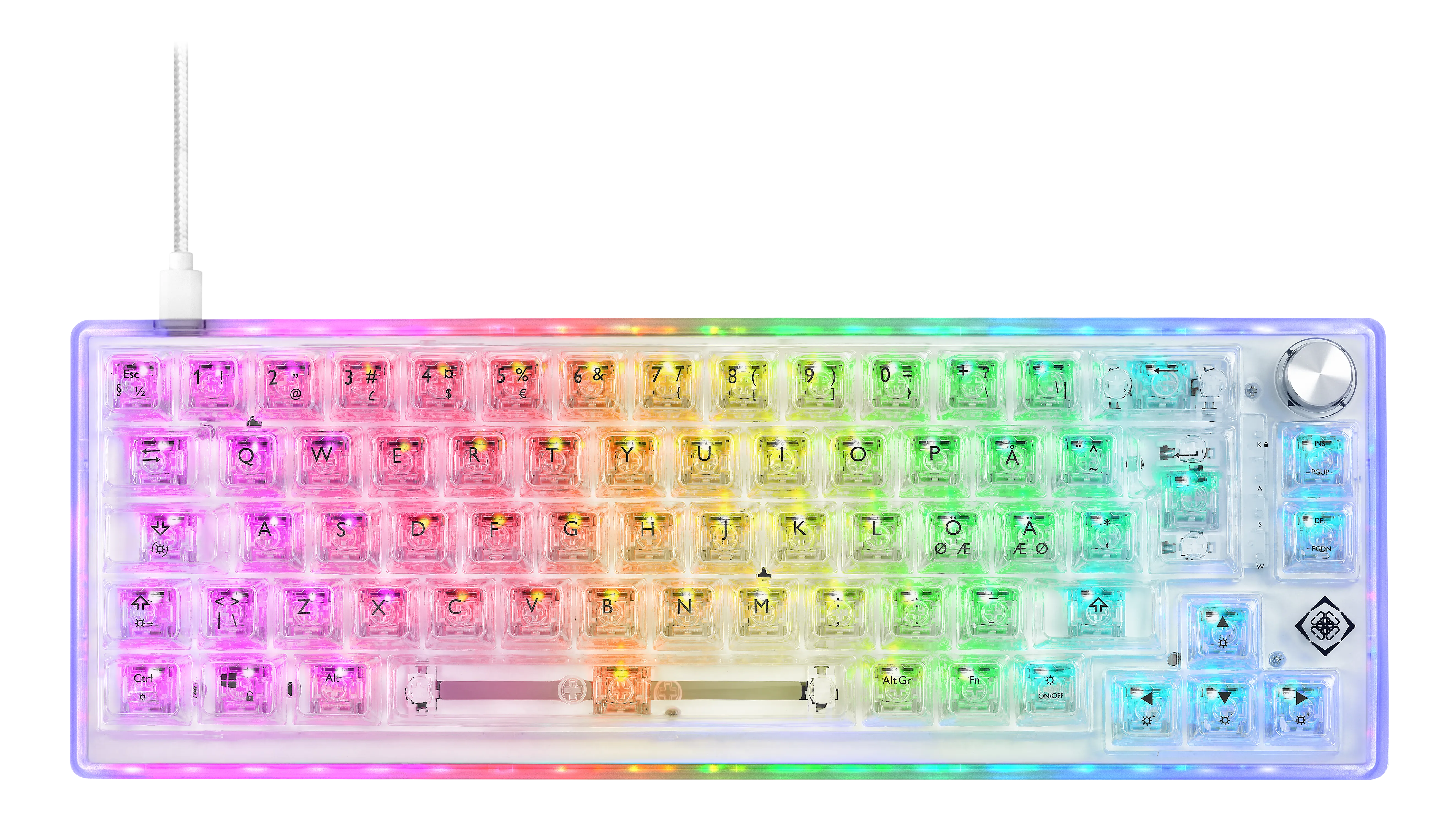 Deltaco Gaming DK460, 65%, Content KTT Switches, Hot swappable, RGB - gaming keyboard, transparent