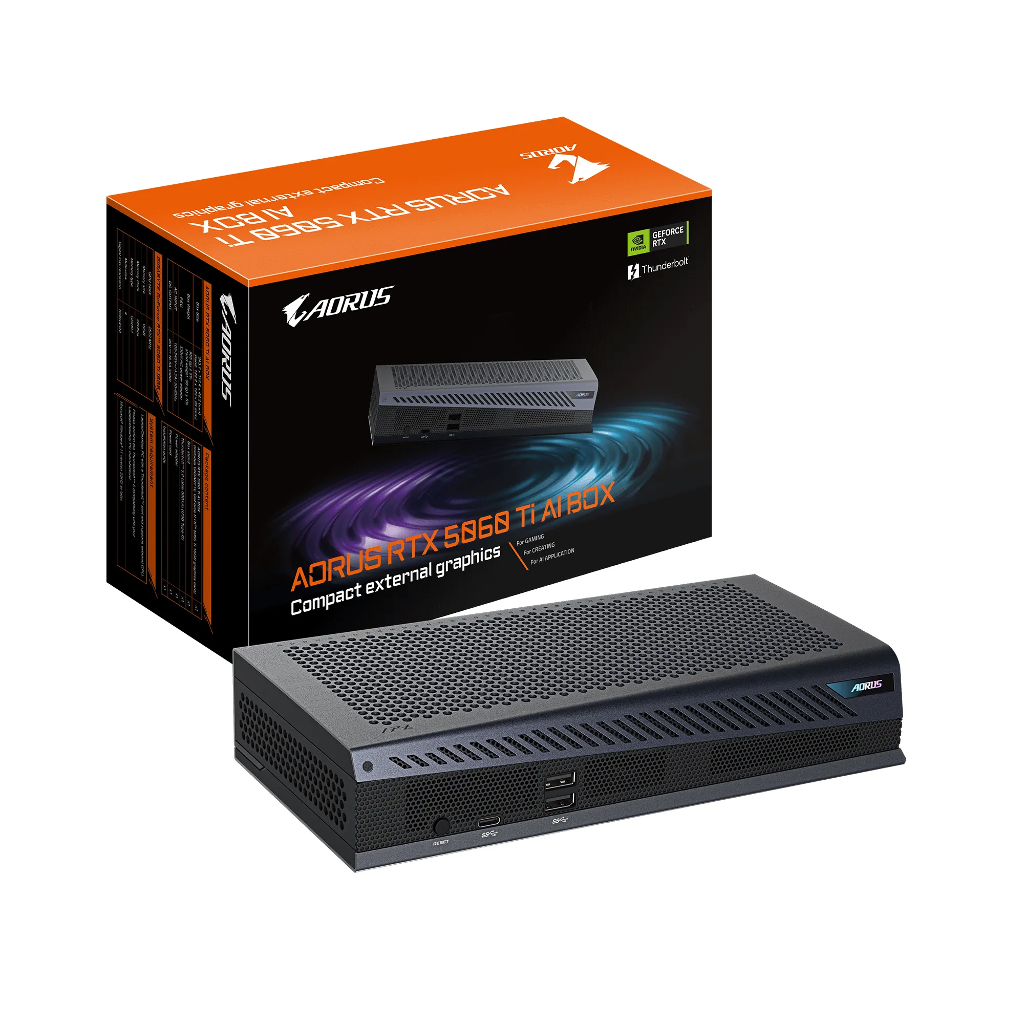 Gigabyte GeForce RTX 5060 Ti AORUS AI BOX 16 Gt -n&auml;yt&ouml;nohjain