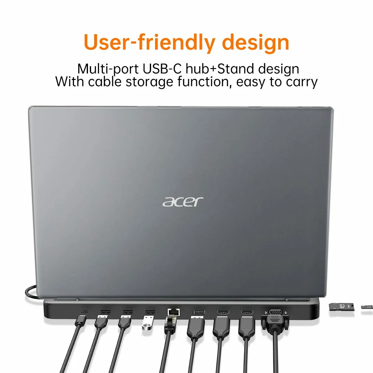ACER 13IN1 TYPE C MINIDOCK: 3 X USB3 + 1 X USB C + SD/TF + 2 X HDMI + DP + RJ45 + USB C + 3.5MM AUDIO
