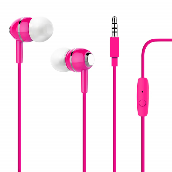 Puro Chrome Stereo Earphone Round Cable, Rosa