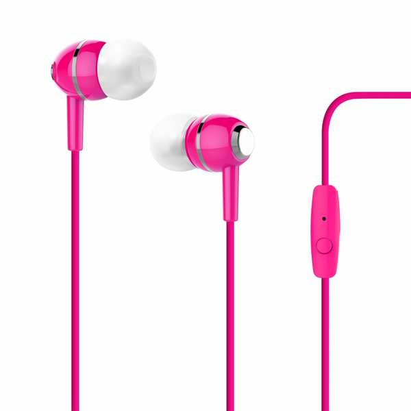 Puro Chrome Stereo Earphone Round Cable, Rosa