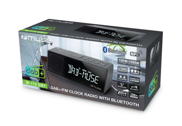 Muse M-172 DBT - clock radio, DAB+/FM/BT/Dual Alarm/NFC