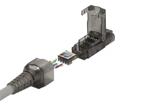 DELTACO RJ45 kontaktdon Cat6A, oskärmad, verktygsfri, grå
