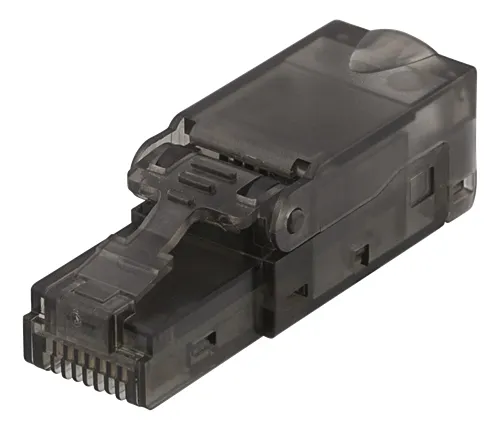DELTACO RJ45 kontaktdon Cat6A, oskärmad, verktygsfri, grå