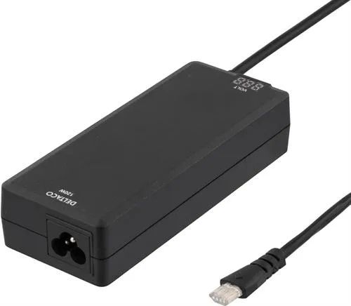 DELTACO kannettavan laturi, 15-20V 8A 120W LED-näyttö, musta