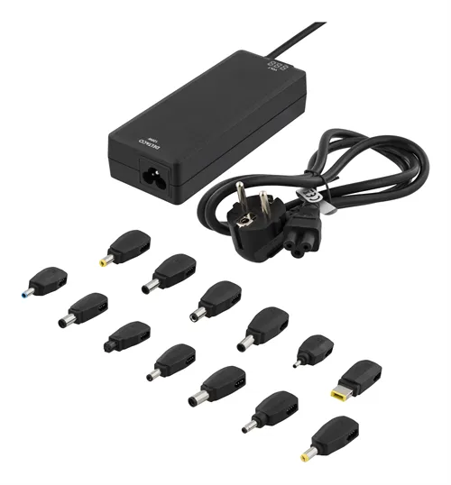 DELTACO laddare f&ouml;r notebook, 15-20V 8A 120W LED-display, svart